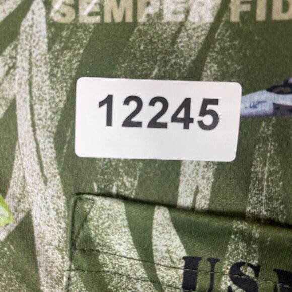 AE Sport Shirt Mens XXL Green US Marines Hawaiian Button Up Beach Adult - Picture 10 of 10